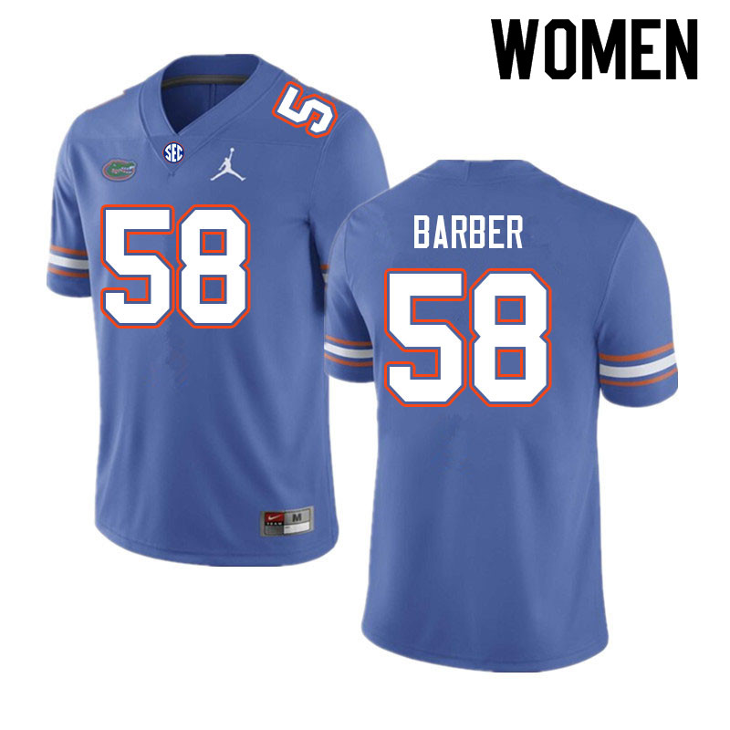 Women #58 Austin Barber Florida Gators College Football Jerseys Sale-Royal